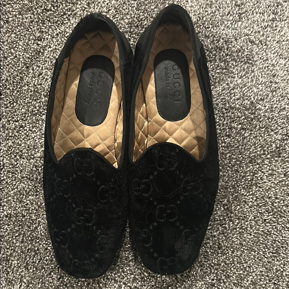 Gucci Black Velvet Loafers